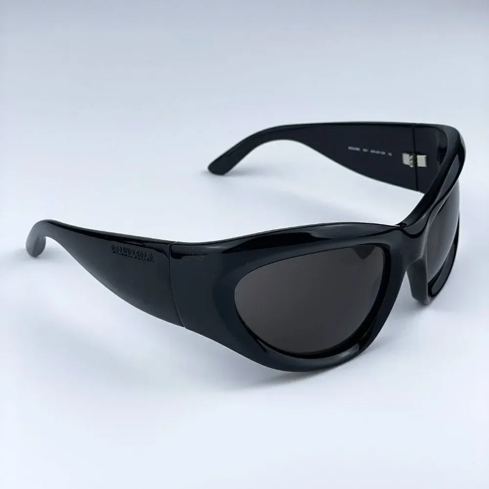 NEW Balenciaga BB0228S 001 Black Grey Wraparound Extreme Unisex Sunglasses